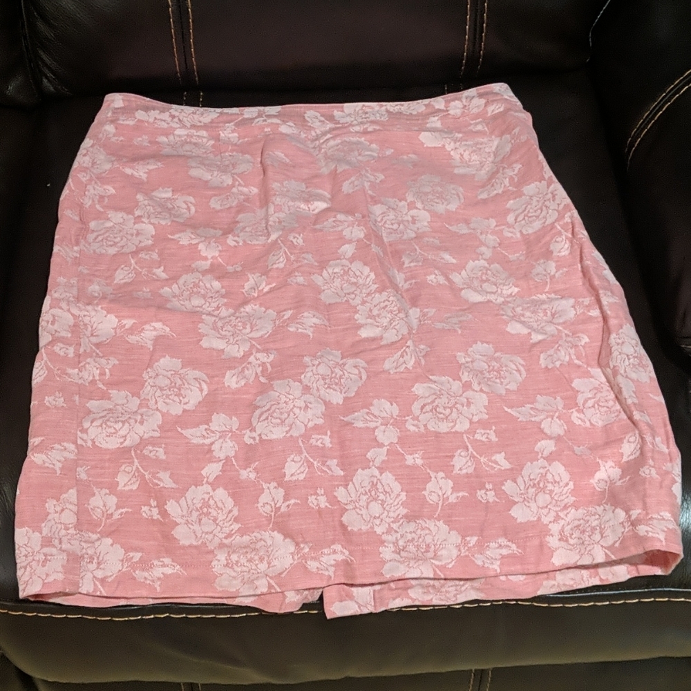 EUC Jaclyn Smith 12 Pink Rose Linen Cotton Skirt